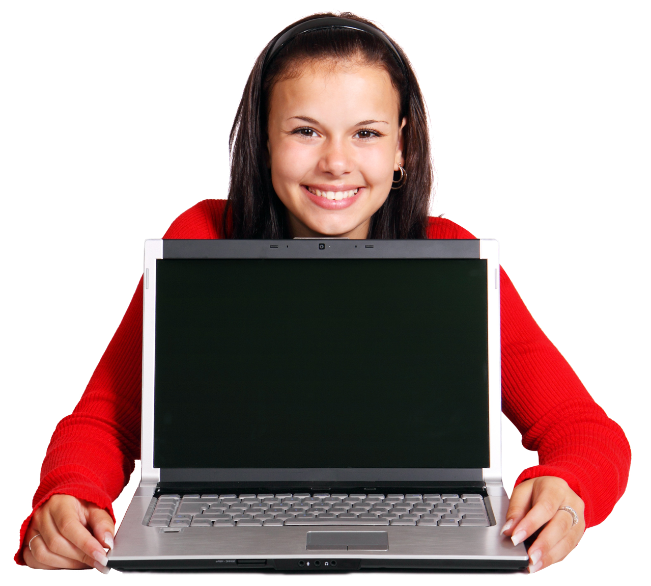Smiling Girlwith Laptop PNG