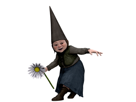 Smiling Gnome With Flower PNG