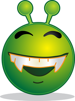 Smiling Green Alien Emoji PNG