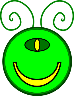 Smiling Green Alien Face PNG