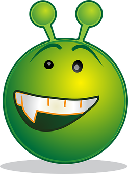 Smiling Green Alien Graphic PNG