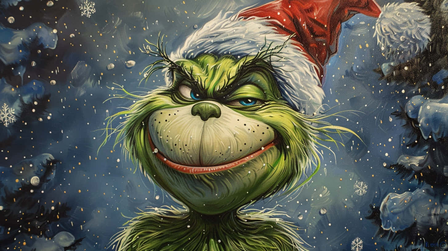 Smiling Grinch Christmas Spirit Wallpaper