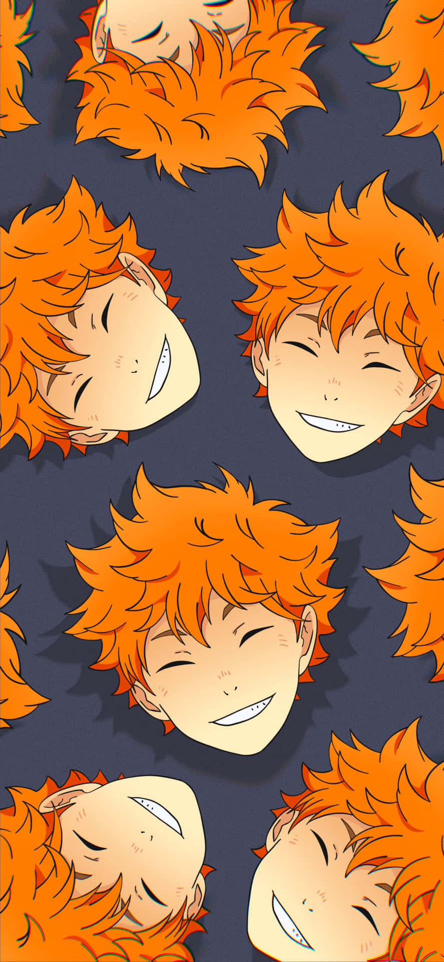 Smiling Haikyuu Character Pattern Wallpaper