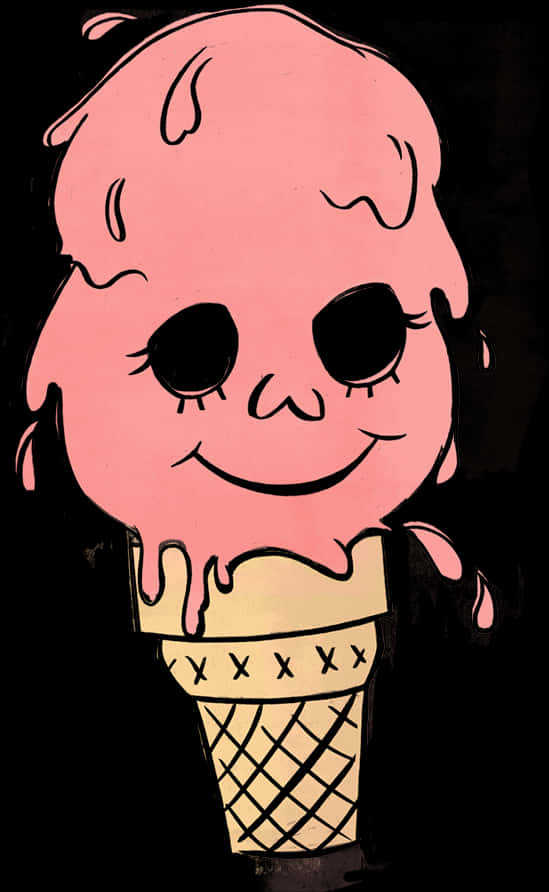 Smiling Ice Cream Cone Clipart PNG