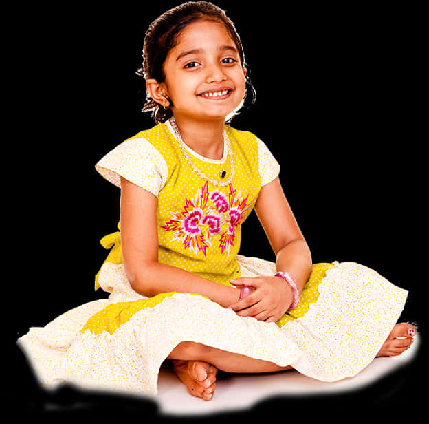 Smiling Indian Girlin Traditional Dress PNG
