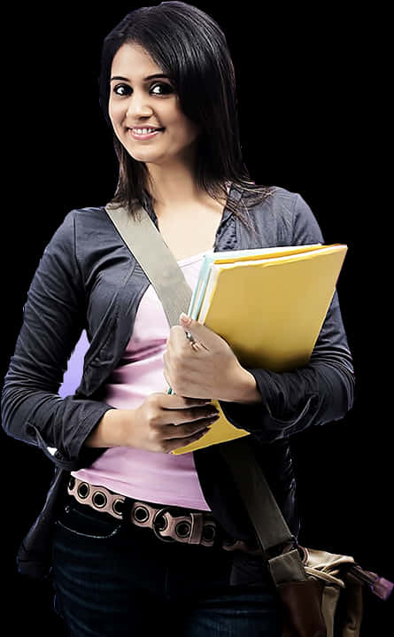 Smiling Indian Studentwith Books PNG