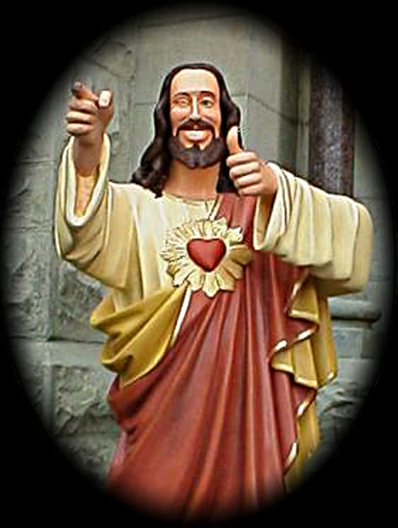Smiling Jesus Statue Thumbs Up PNG