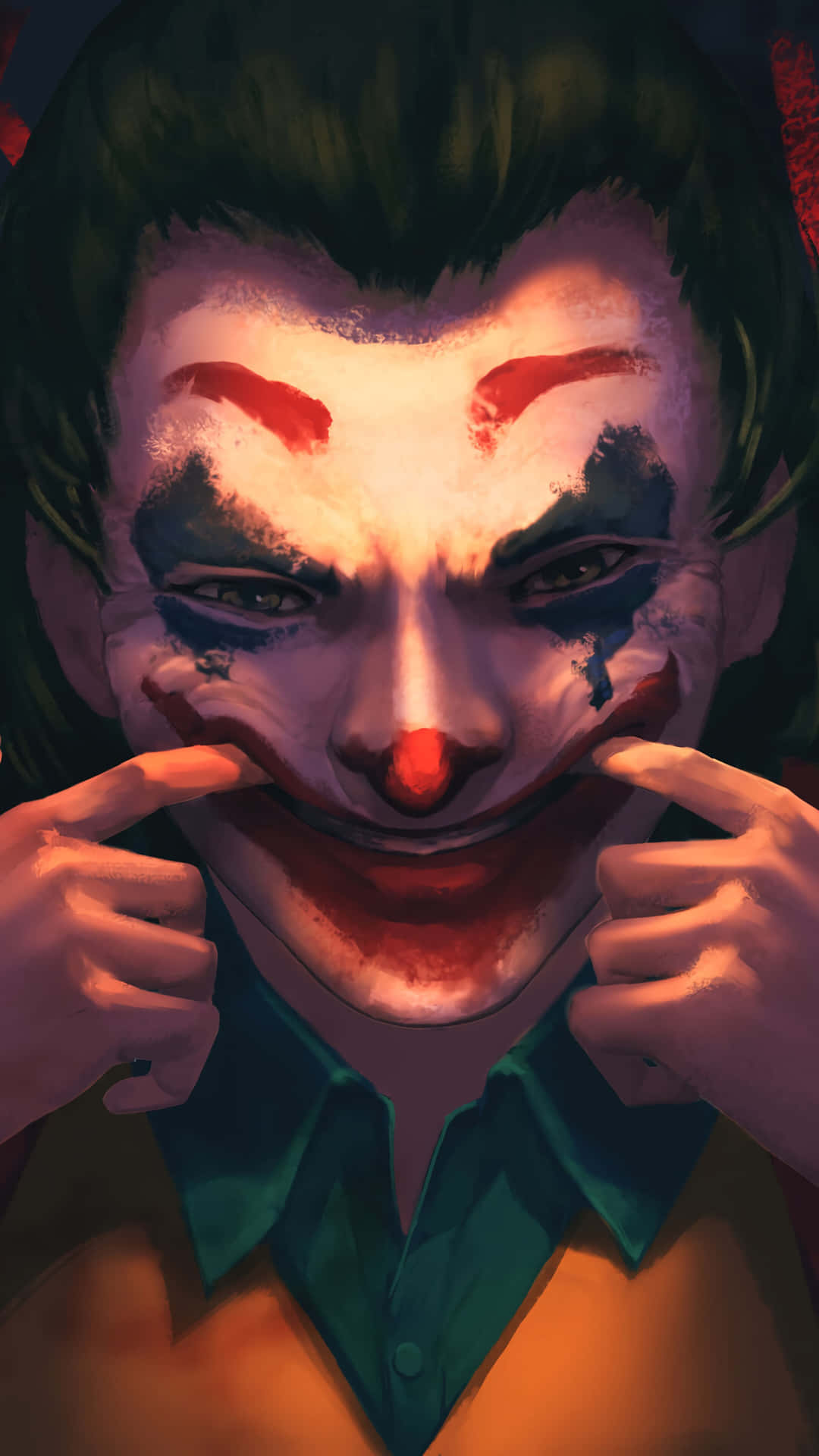 Smilende Joaquins Joker 4k telefon baggrund. Wallpaper