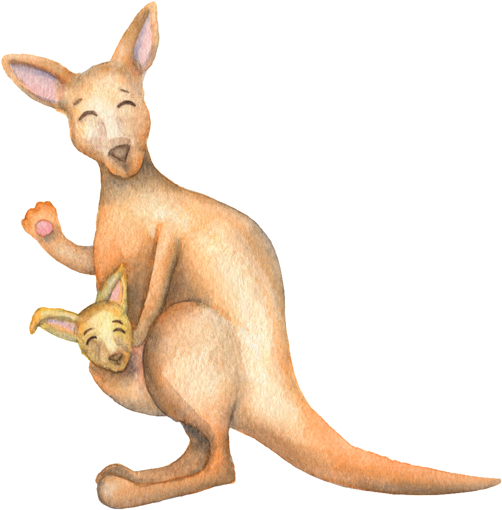 Smiling Kangarooand Joey.png PNG