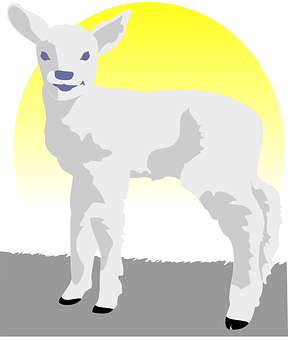 Smiling Lamb Illustration PNG