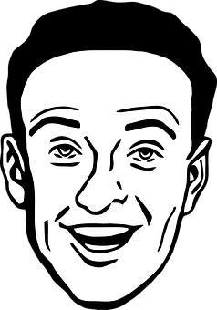 Smiling Man Blackand White Vector PNG