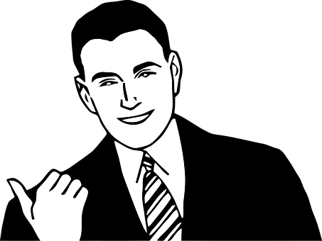 Smiling Man Blackand White Vector PNG