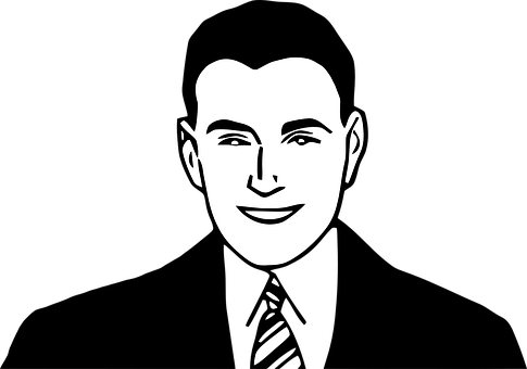 Smiling Man Blackand White Vector PNG