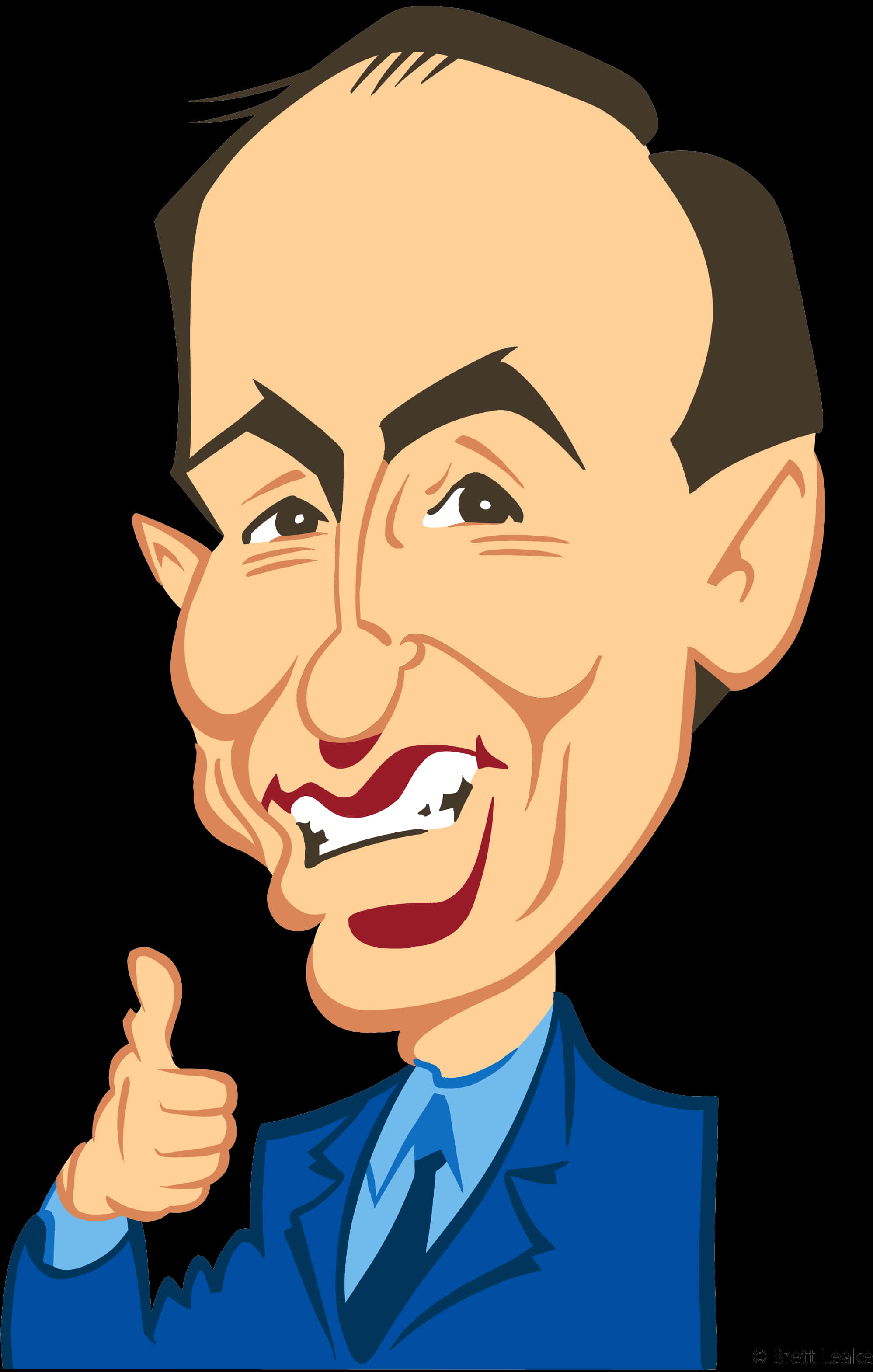 Smiling Man Caricature Thumbs Up PNG