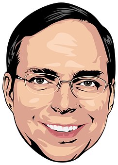 Smiling Man Cartoon Portrait PNG