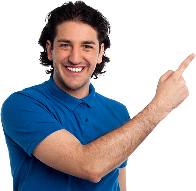 Smiling Man Pointing Direction.png PNG