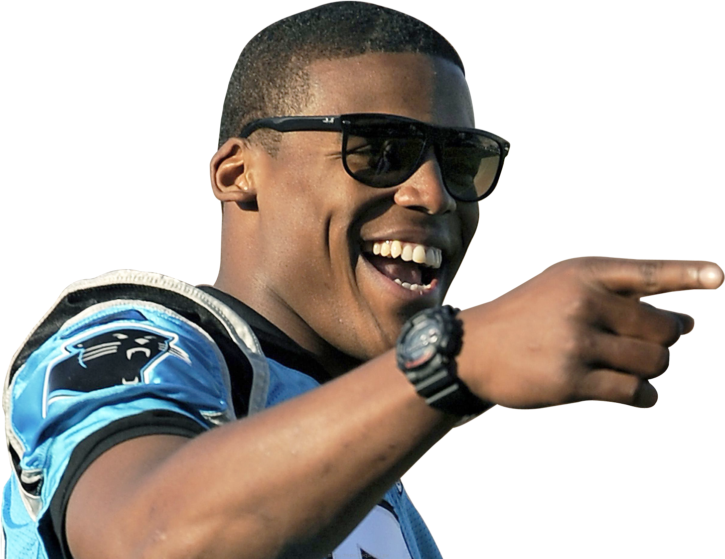 Smiling Man Pointing Sunglasses Football Jersey PNG