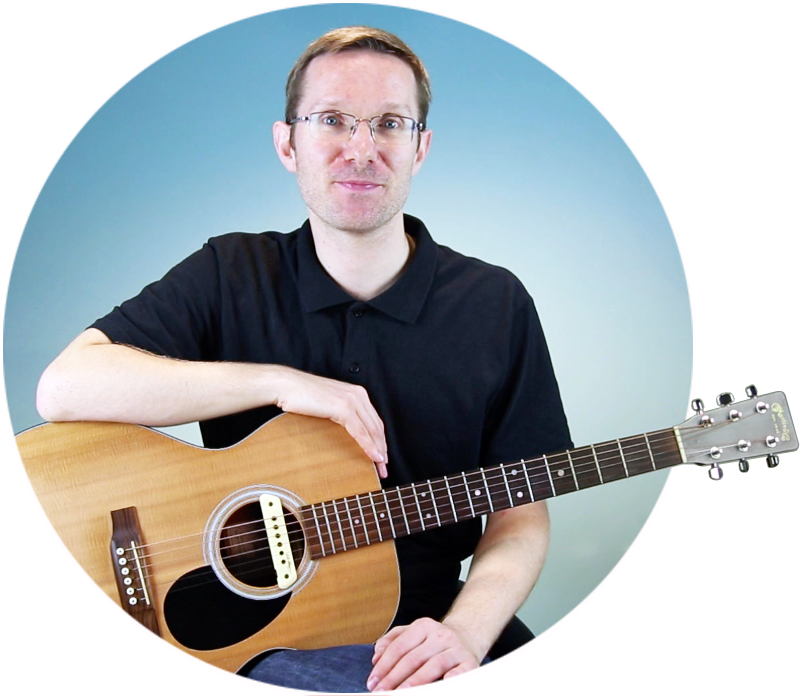 Smiling Man With Acoustic Guitar PNG