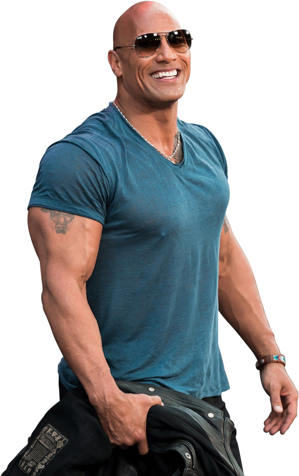 Smiling Muscular Manin Blue Shirt PNG