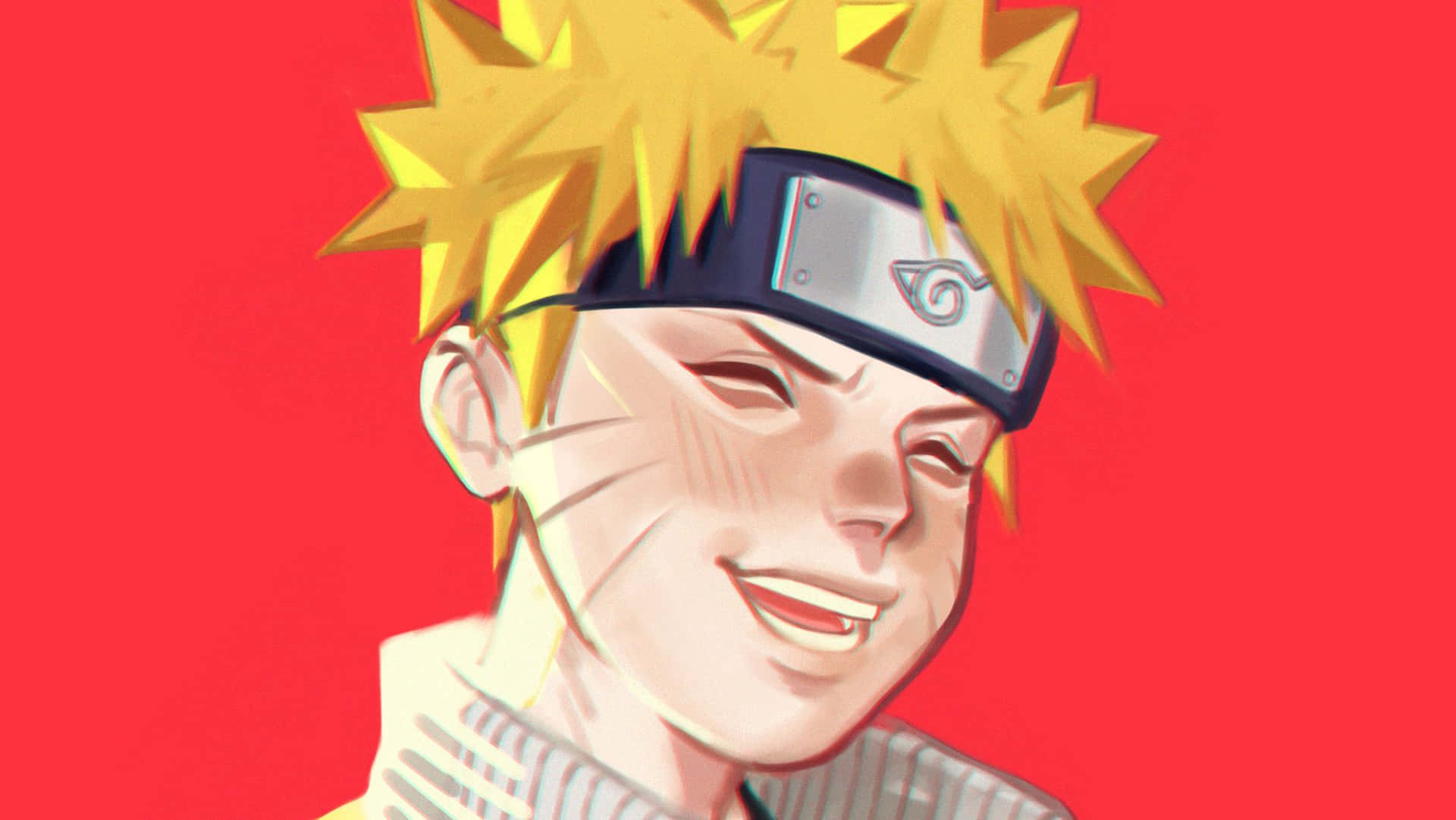 Smiling Naruto Red Background Wallpaper