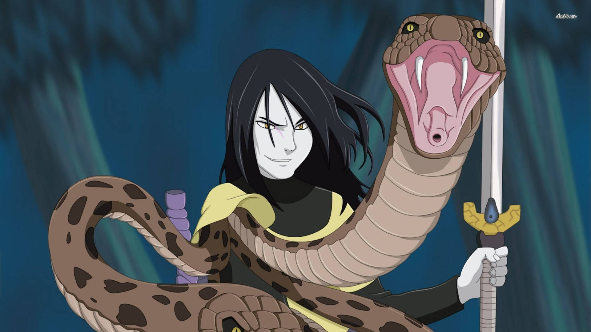 Orochimarusonriendo Con Serpiente Atacando. Fondo de pantalla