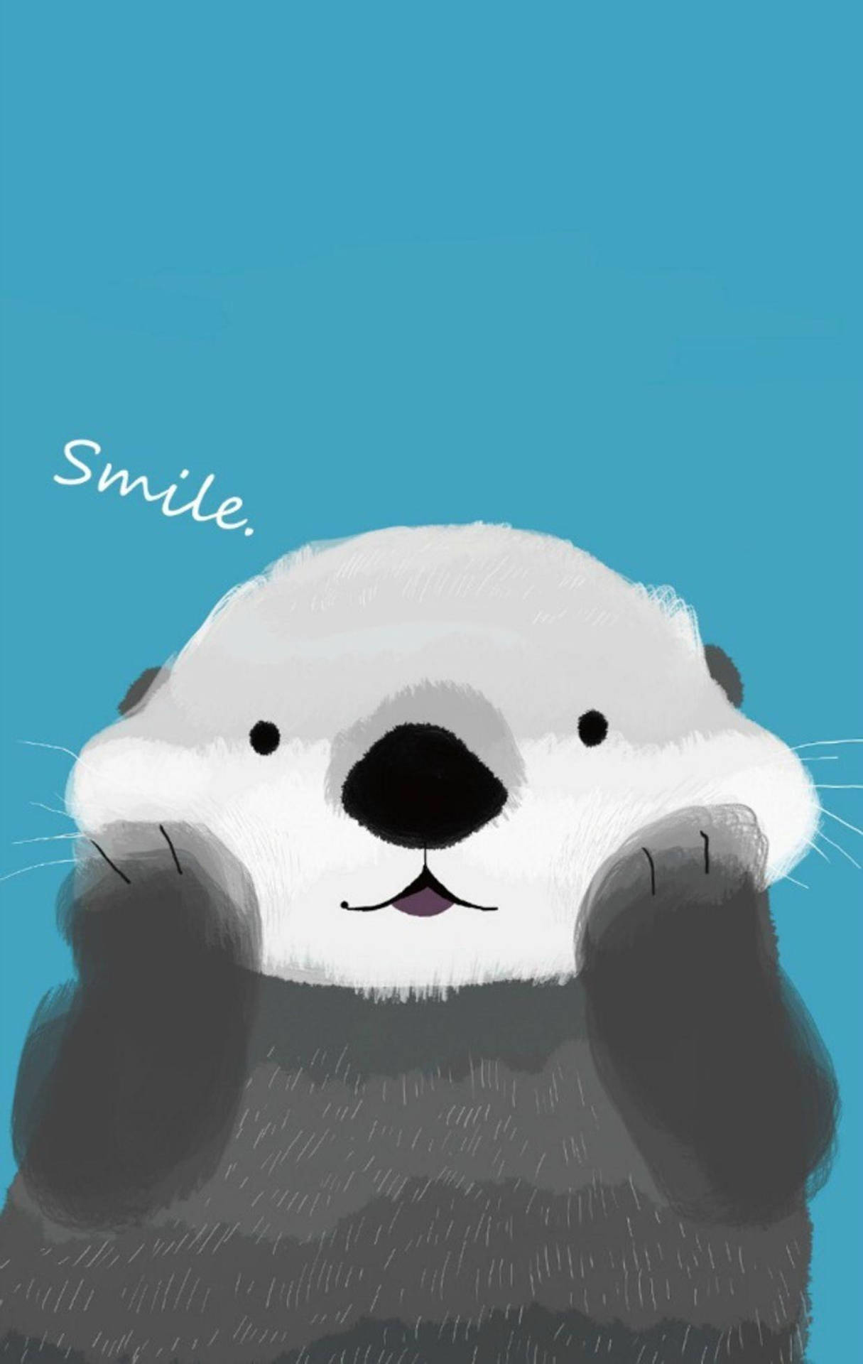 Smiling Otter Digital Art Wallpaper