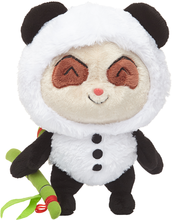 Smiling Panda Plush Toy With Bamboo PNG