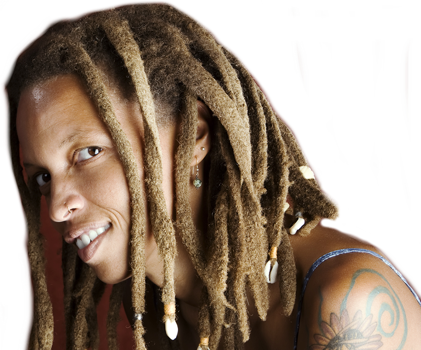 Smiling Personwith Dreadlocksand Tattoo PNG