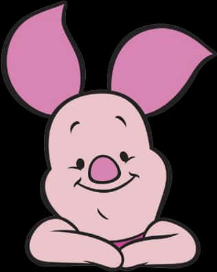 Smiling Piglet Cartoon Character PNG