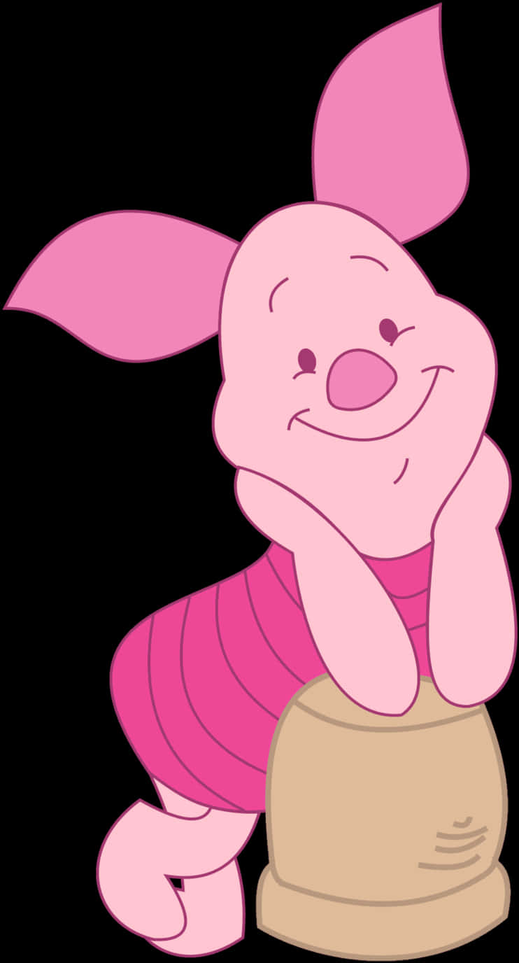 Smiling Piglet Cartoon Character PNG