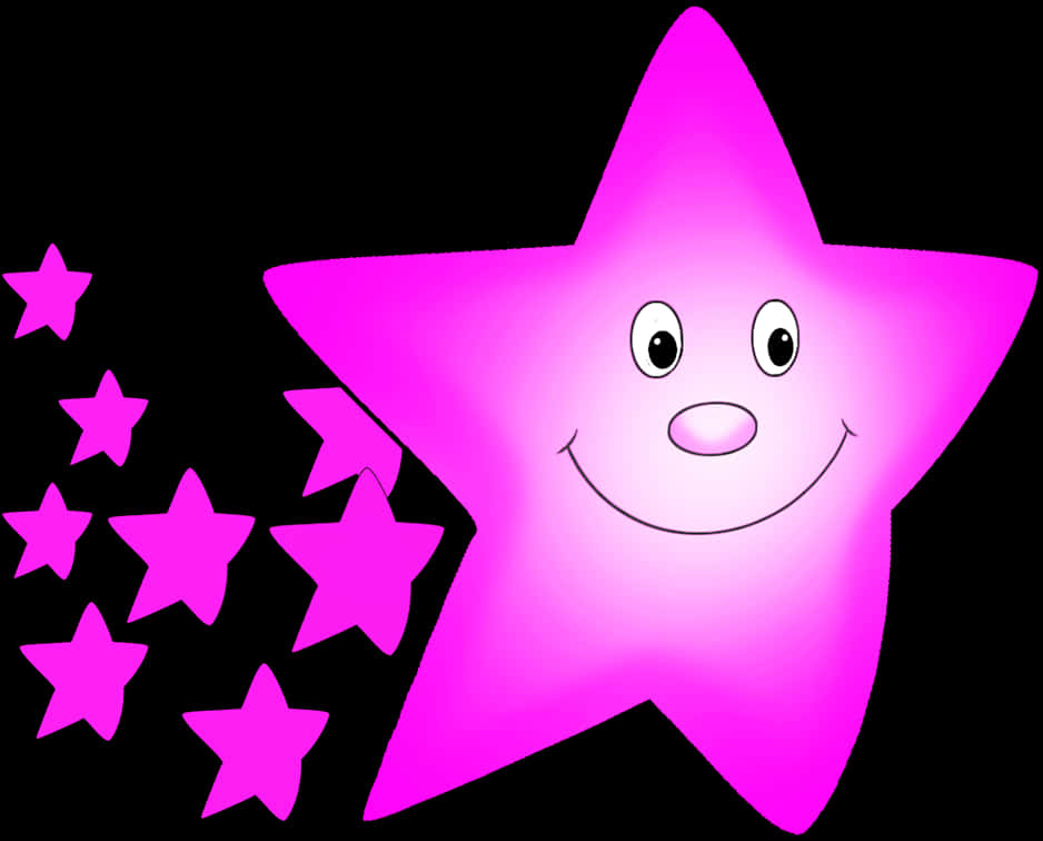 Smiling Pink Star Cartoon PNG