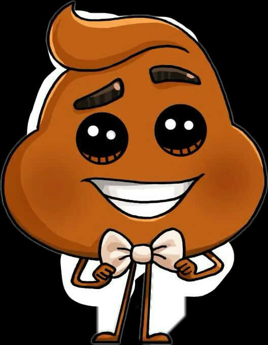 Smiling Poop Emoji With Bowtie PNG