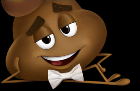 Smiling Poop Emojiwith Bow Tie PNG