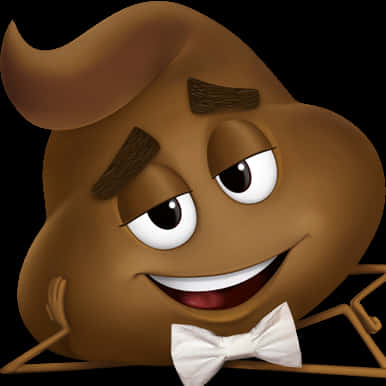 Smiling Poop Emojiwith Bowtie PNG