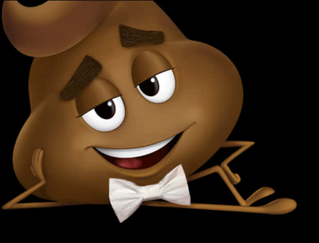 Smiling Poop Emojiwith Bowtie PNG