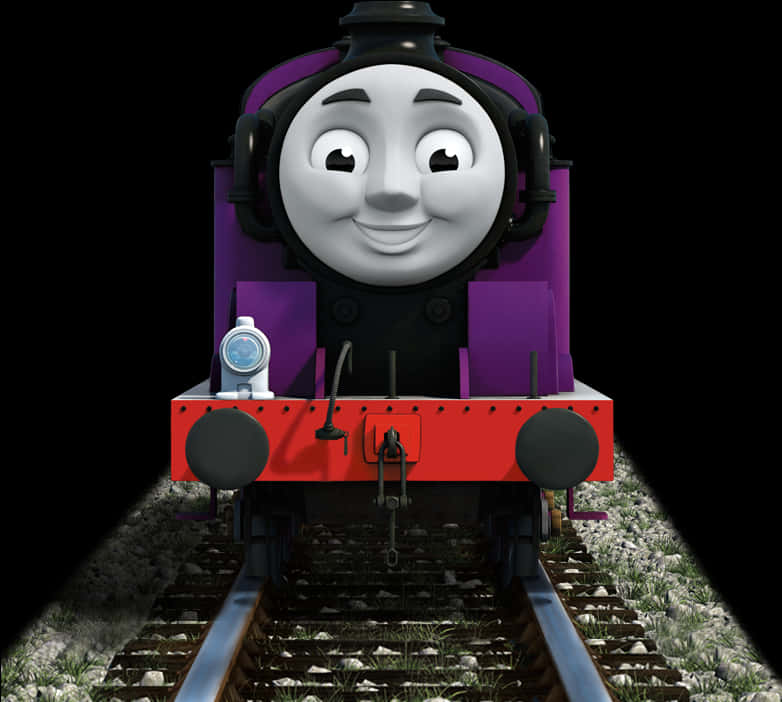 Smiling Purple Train Character PNG