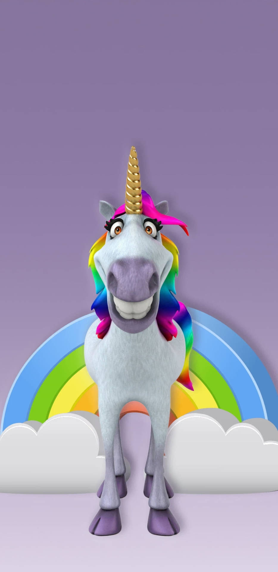 Smiling Rainbow Unicorn Wallpaper