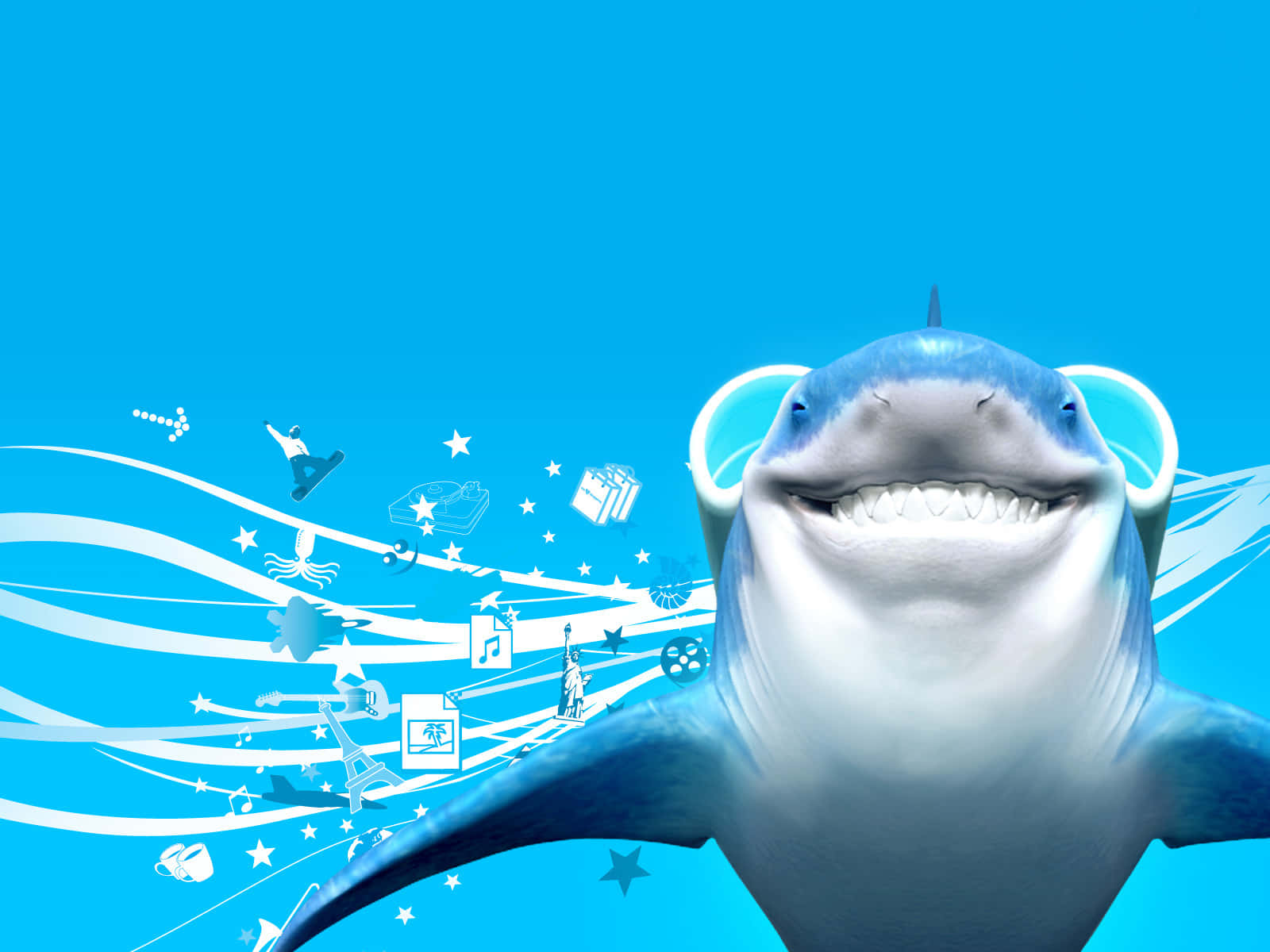 Smiling Shark Blue Aesthetic Wallpaper