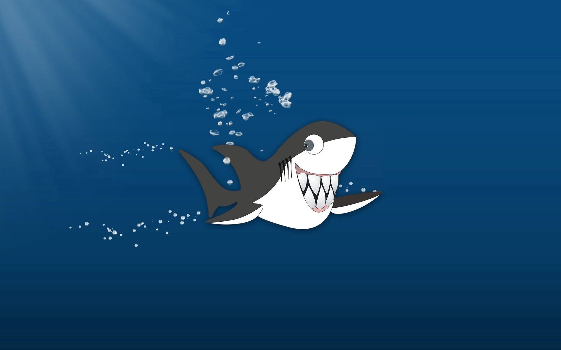 Smiling Shark In Water Cartoon Wallpaper