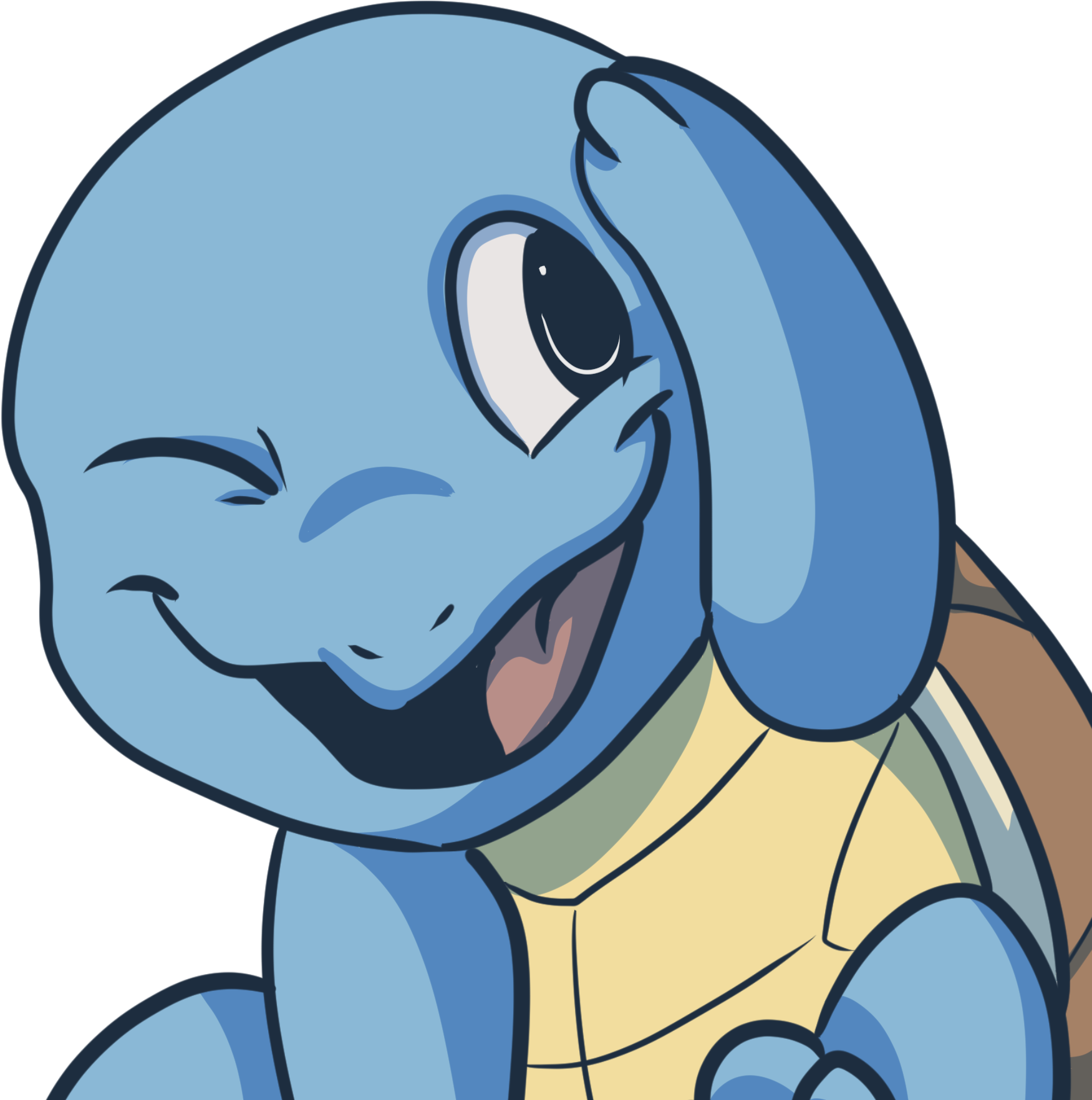 Smiling Squirtle Cartoon Artwork PNG