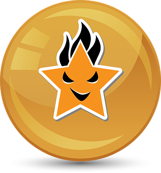 Smiling Star Emoticon Badge PNG