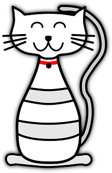 Smiling Striped Cat Cartoon PNG