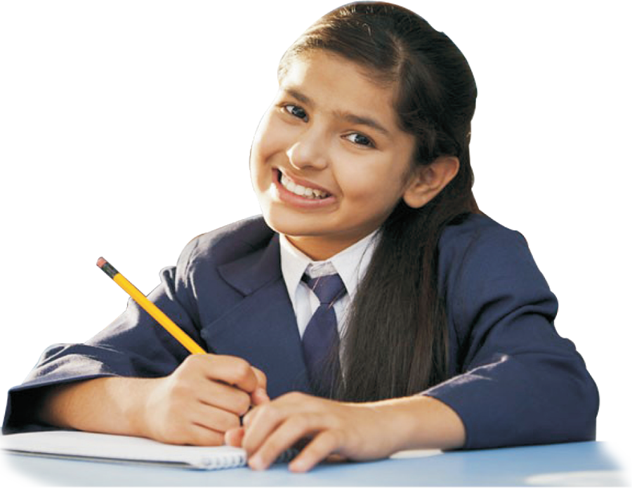 Smiling Studentin Uniform Writing PNG