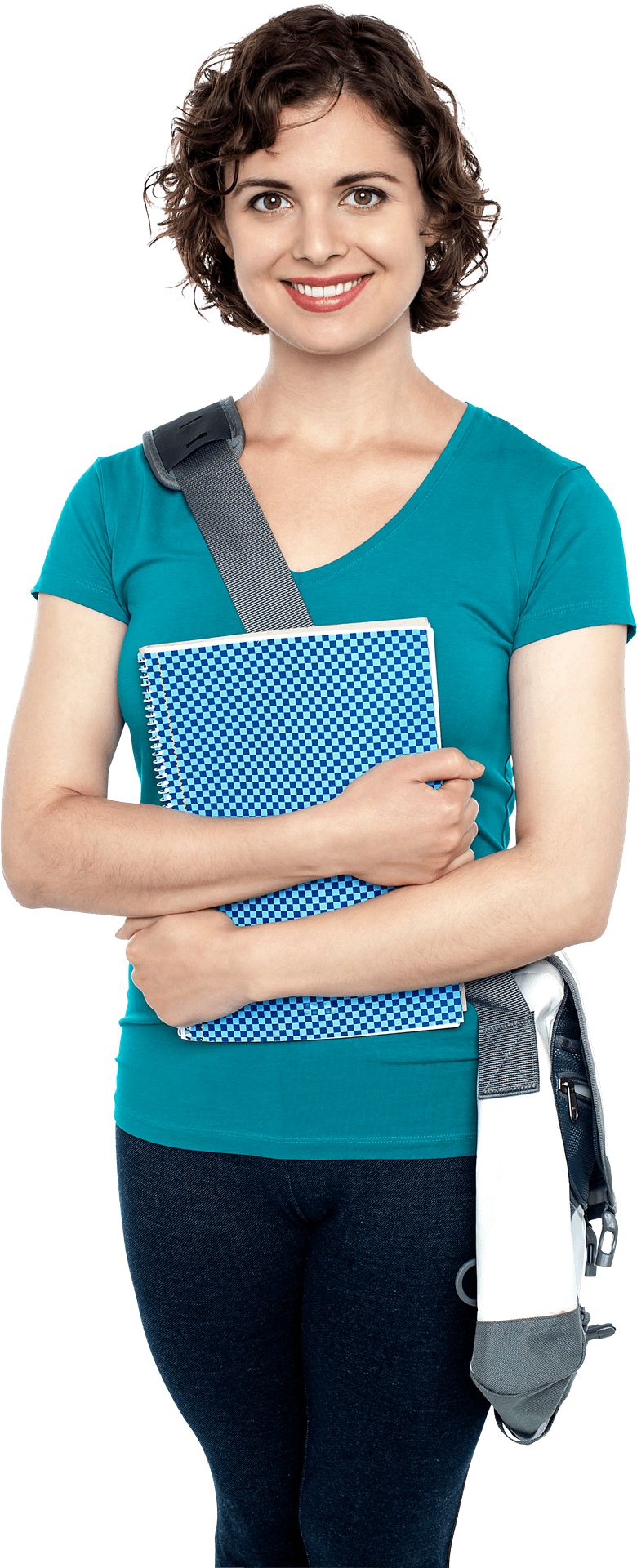 Smiling Studentwith Notebooksand Bag PNG