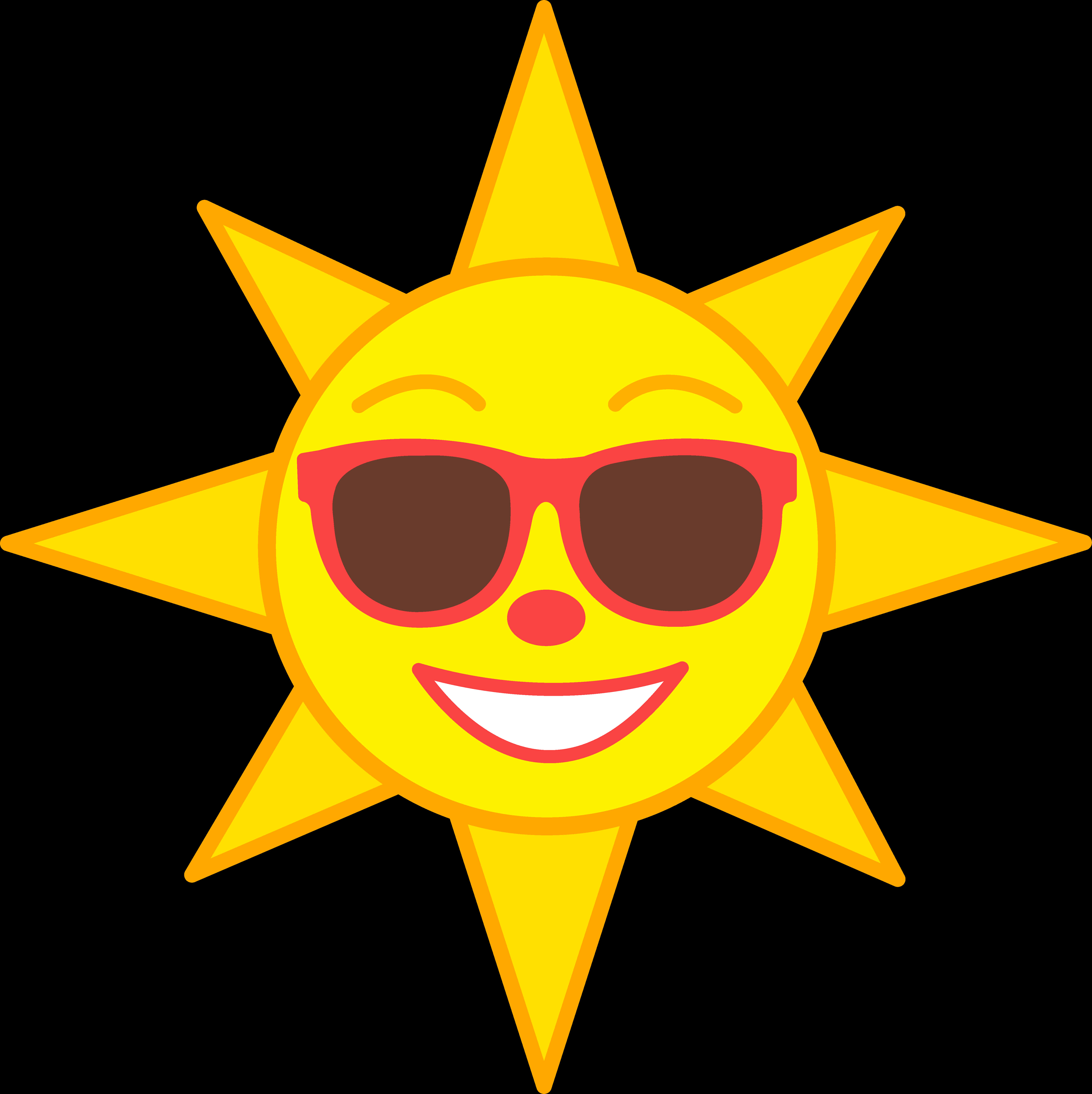 Smiling Sun With Sunglasses Transparent Background PNG