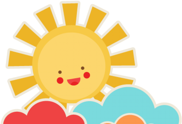 Smiling Sunand Clouds Illustration PNG