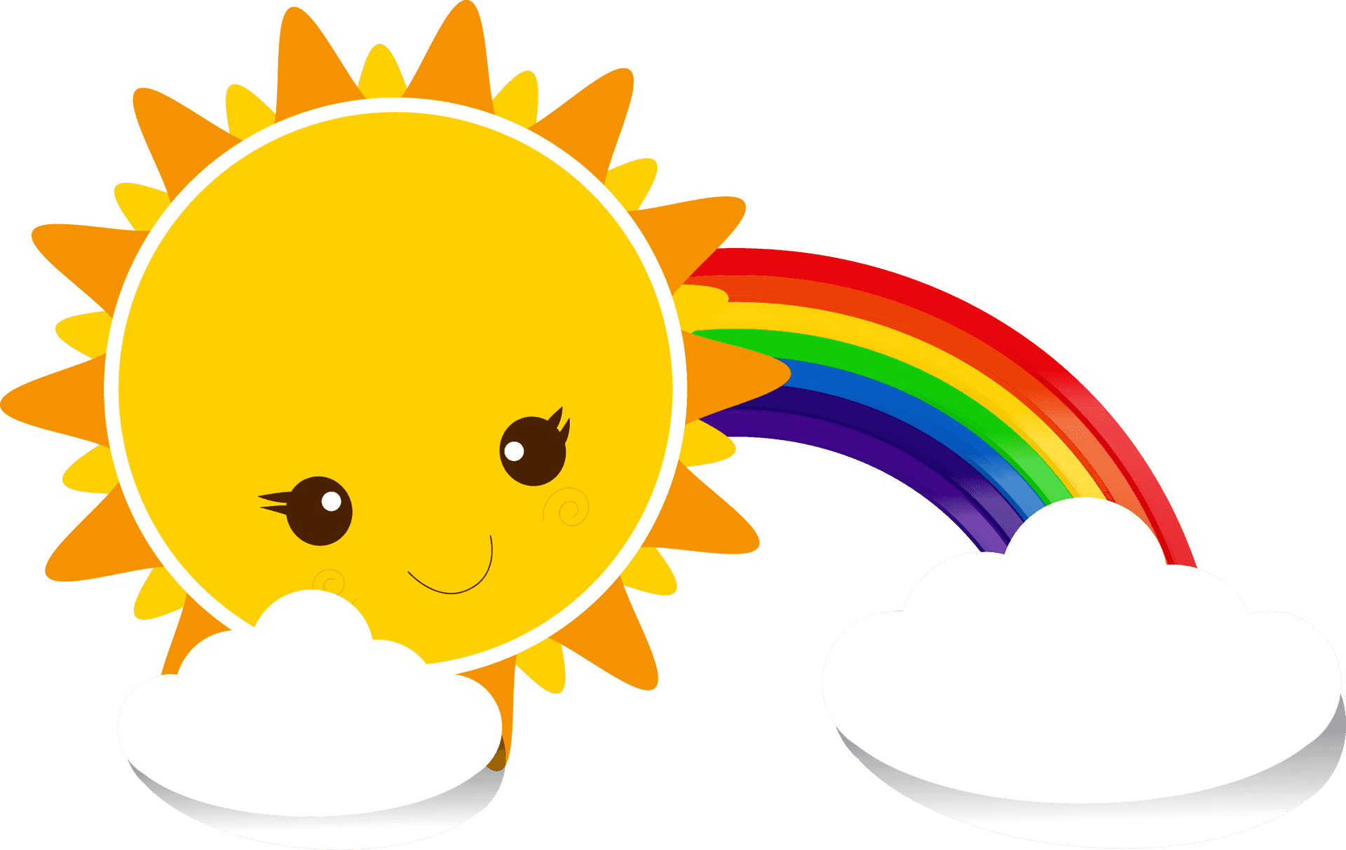 Smiling Sunand Rainbow Clipart PNG