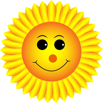 Smiling Sunflower Cartoon Graphic PNG