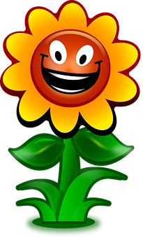 Smiling Sunflower Cartoon PNG