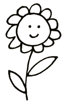 Smiling Sunflower Sketch PNG